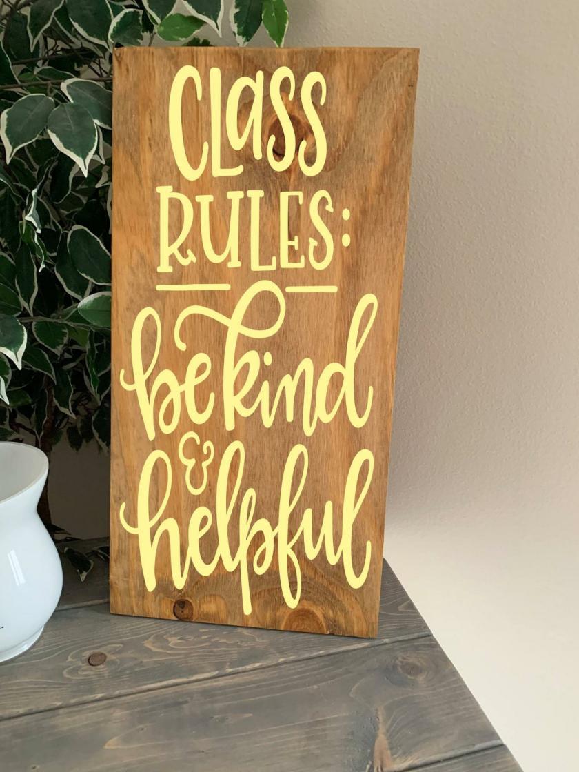 Decorative Items | Class Rules. 12X24 Hand Painted Sign. Classroom Decor. Be Kind. Be Helpful. Back To School. Teacher Gift. Decorative Items Decorative Items