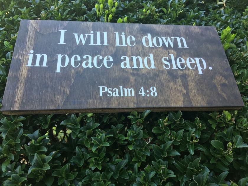 Decorative Items | I Will Lie Down In Peace And Sleep. Psalm 4:8. Wood Sign. Hand Painted. Decorative Items Decorative Items