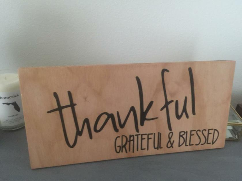 Decorative Items | Thankful Grateful & Blessed 8X15 Hand Painted Wood Sign. Shelf Sitter. Fall Home Decor.